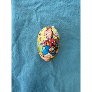 Vintage 4 Inch Antique German Easter Bunny Walking w/Basket Paper Mache Egg Rare